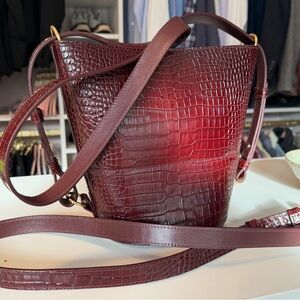 Sezane Gary Bag in chocolate croco NEW NEVER WORN